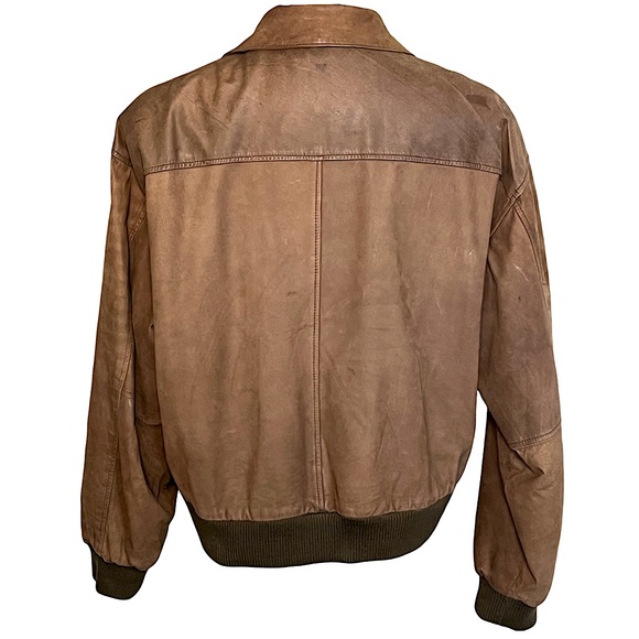 Wilsons Adventure Bound Leather Bomber Jacket Brown Men’s L Distressed Vintage - Picture 3 of 12